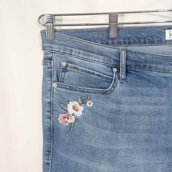 Nicole Miller Plus Size 20 High Rise Skinny Jeans Floral Embroidered Raw Hem 677 - Picture 3 of 11